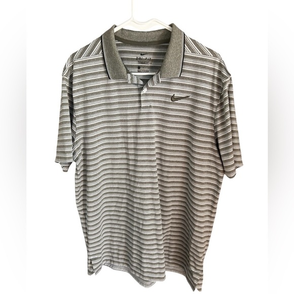 Nike Other - Nike Dri-Fit Men's Standard Fit Polo Golf Shirt Striped Olive Green/ White Large